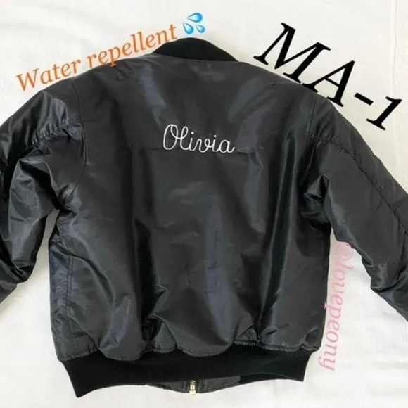 MA-1 Reversible Water repellent Bomber Jacket Embroidered OLIVIA - Picture 1 of 16